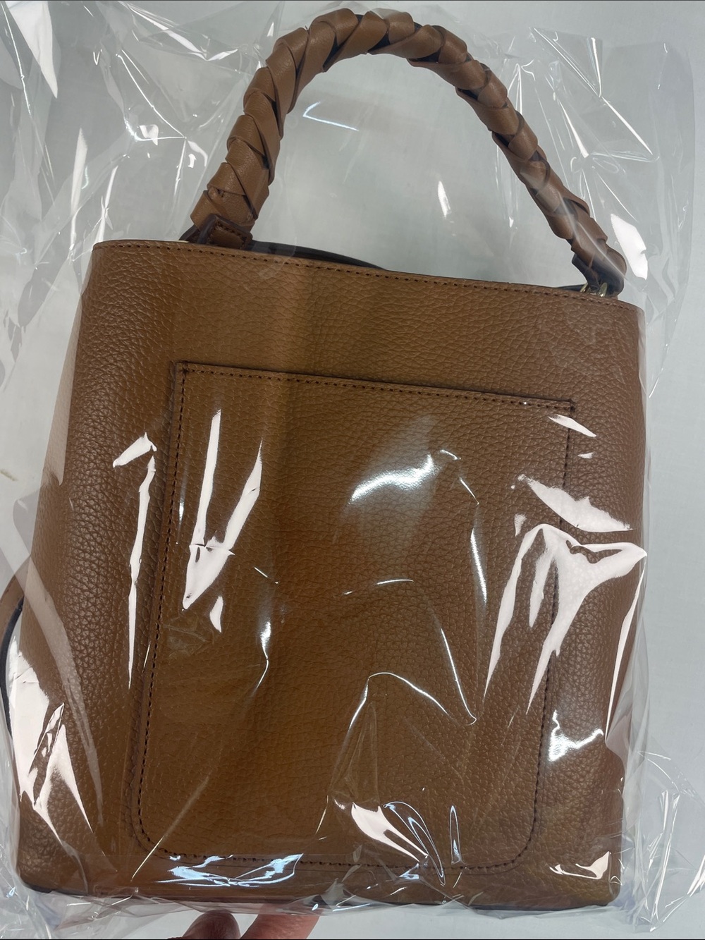 Nanette Lepore Brown Tan Pebbled Leather Drawstring Bucket Bag - Picture 10 of 10